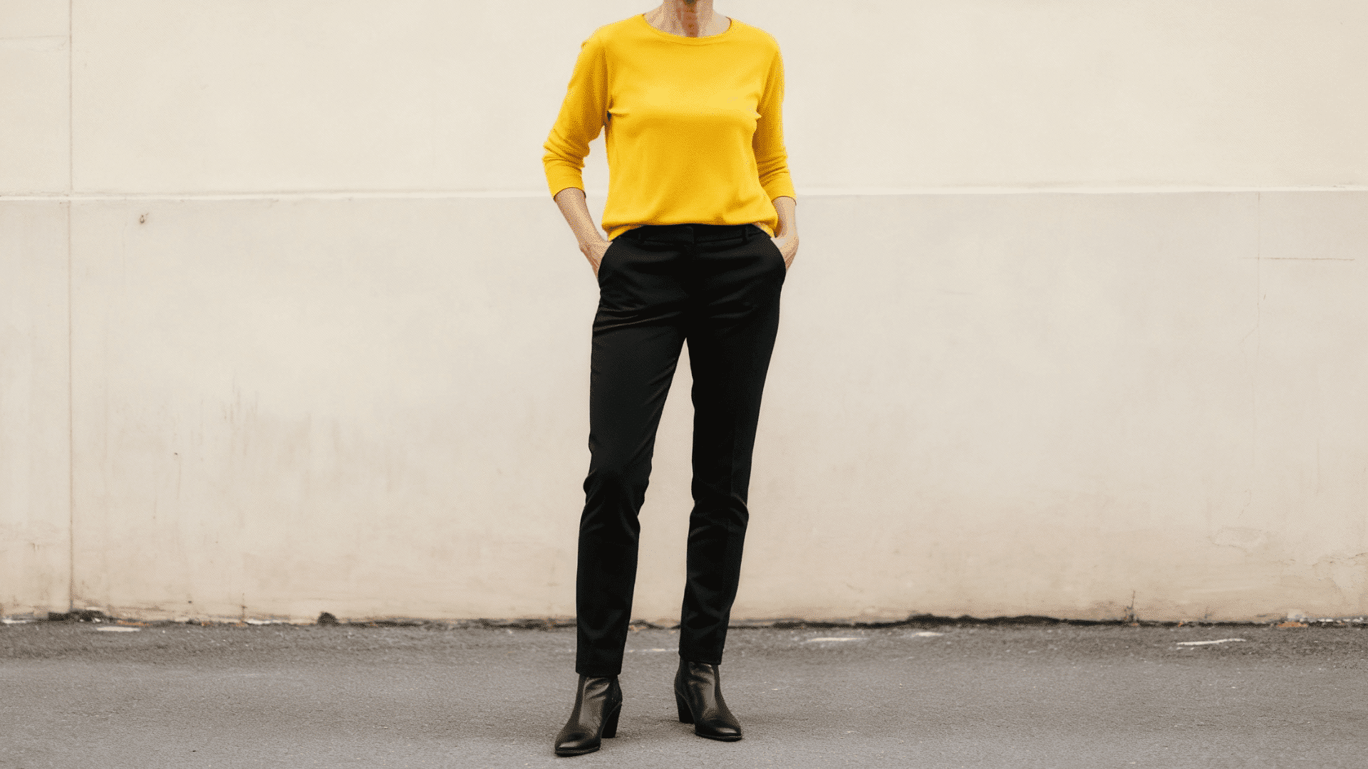 black trousers with black ankle boots
