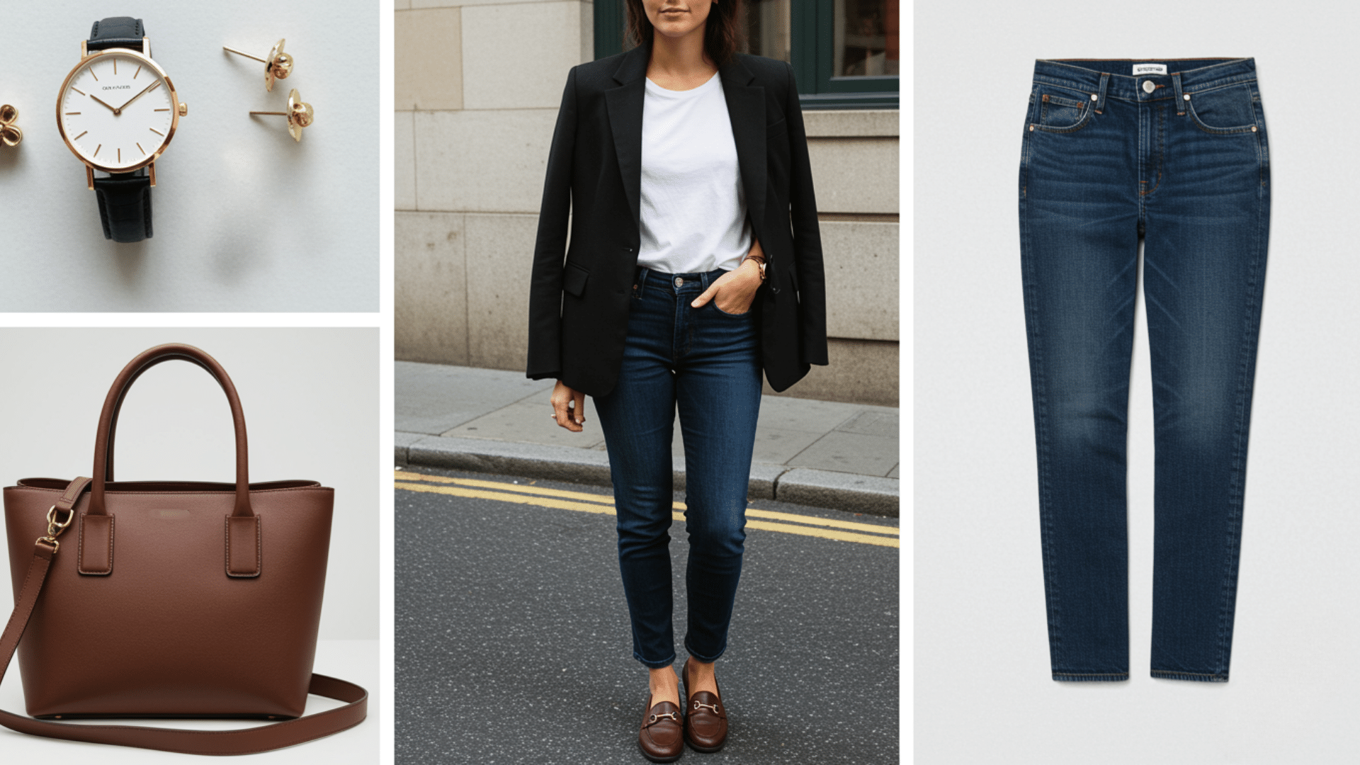 blazer with dark jeans and loafers