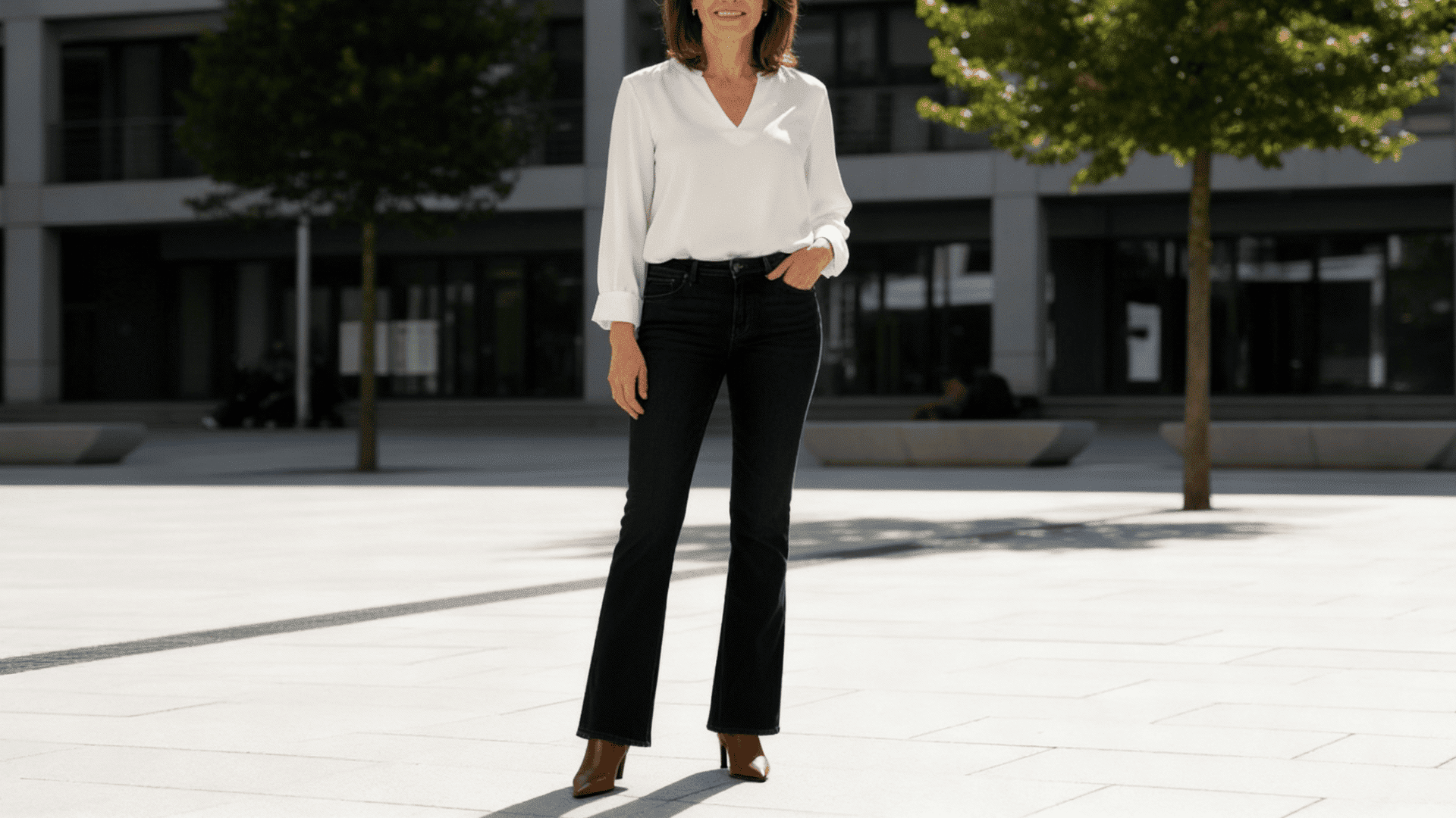 bootcut jeans with pointed toe booties