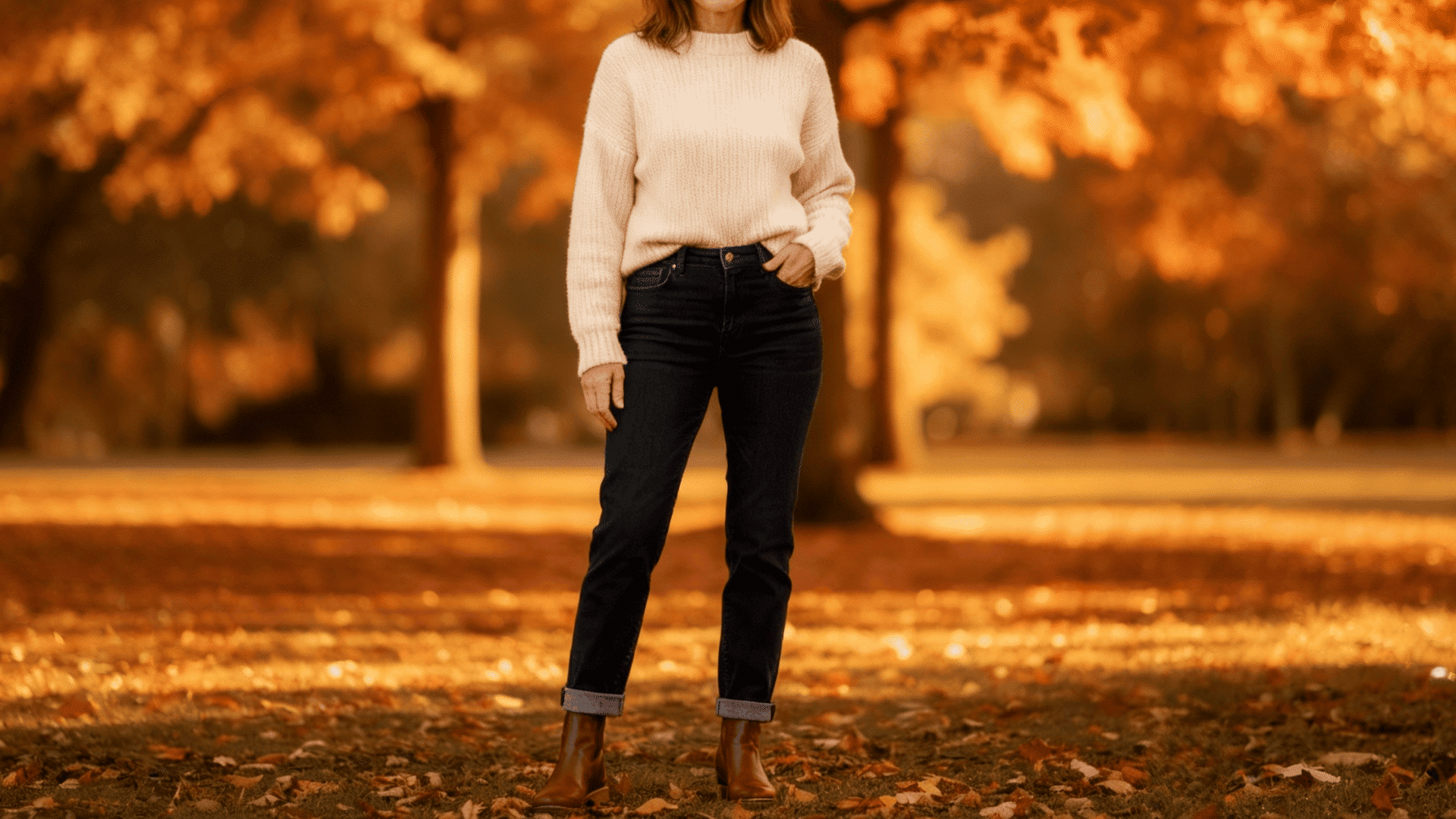 dark wash jeans with brown leather boots