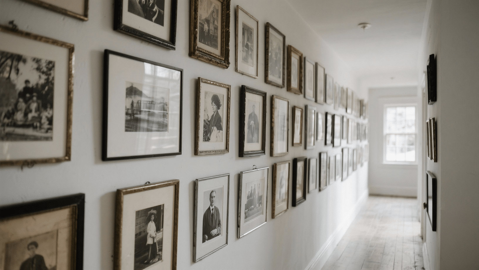 gallery wall of vintage art