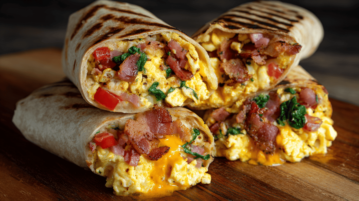 grilled breakfast burritos