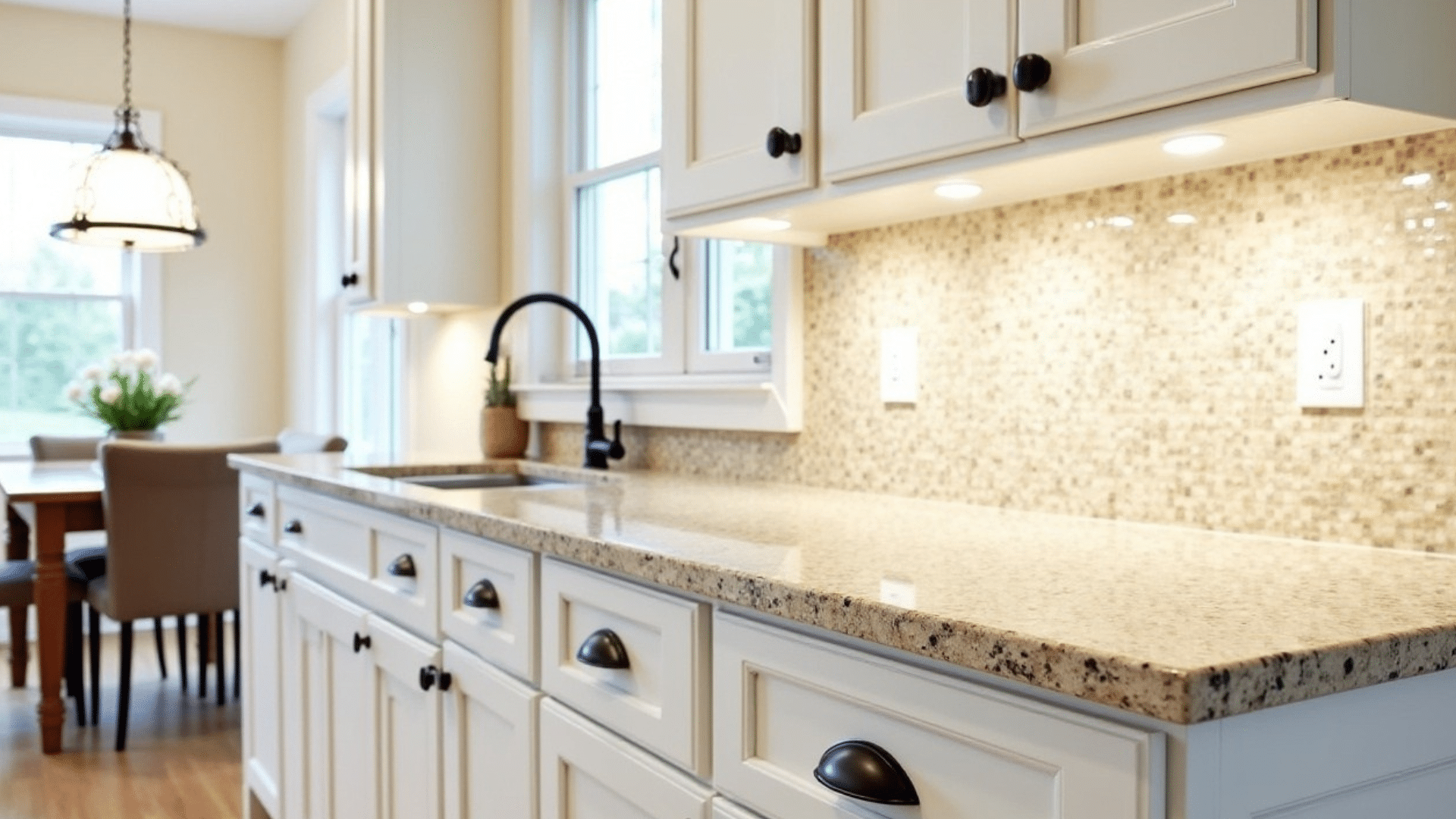 matte black knobs with black cup pulls