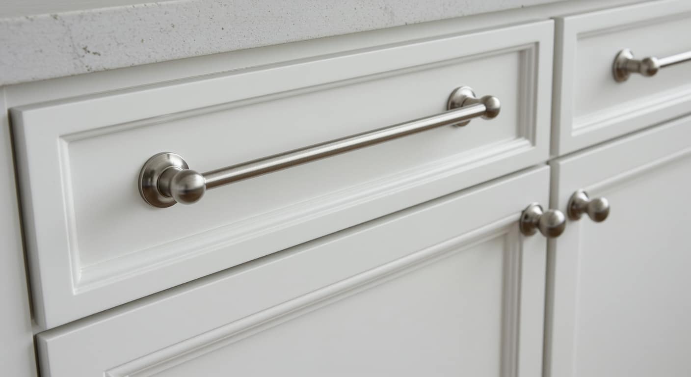 pewter knobs with pewter edge pulls