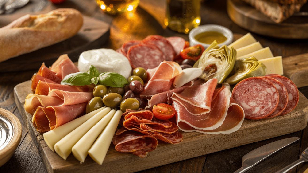 antipasto platter with cured meats