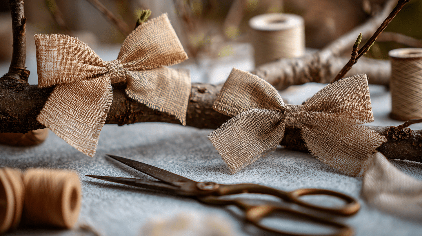 burlap ribbon bows