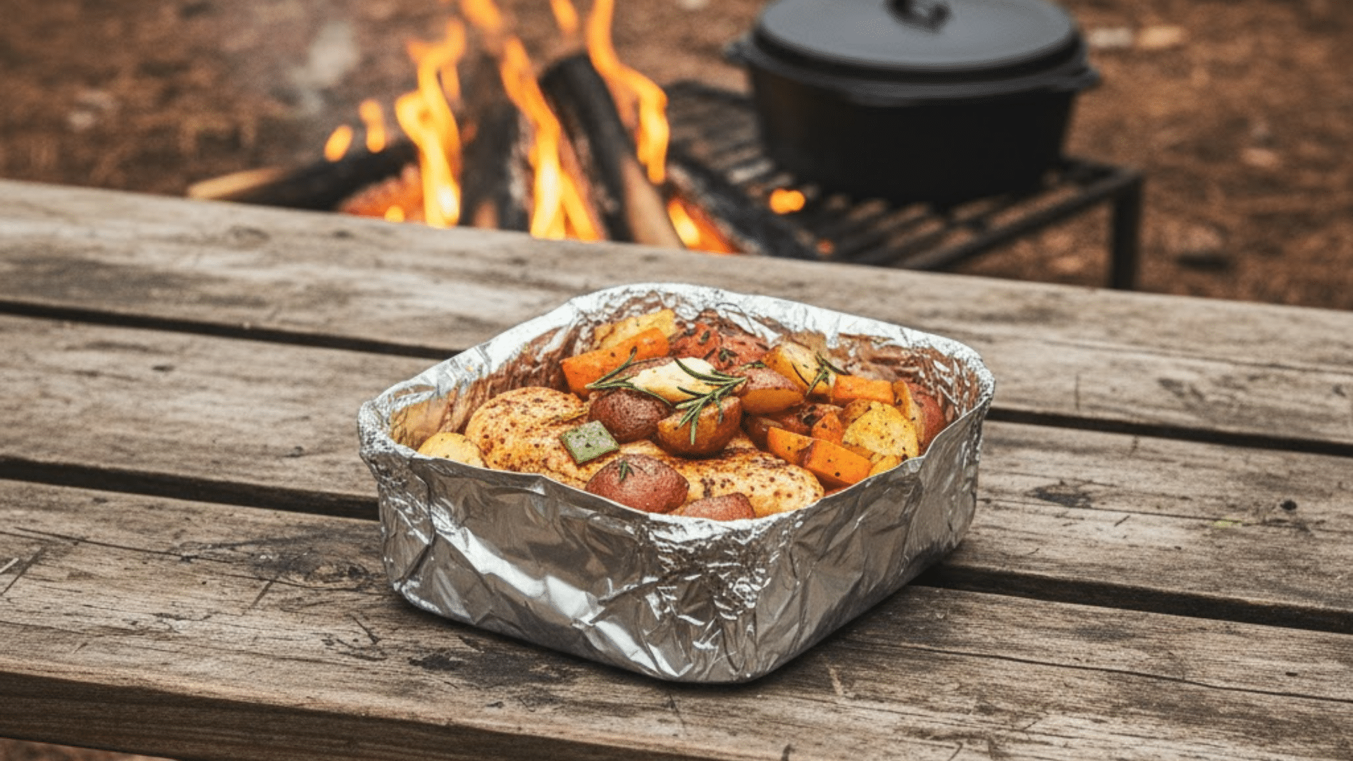 campfire chicken and potato foil packets