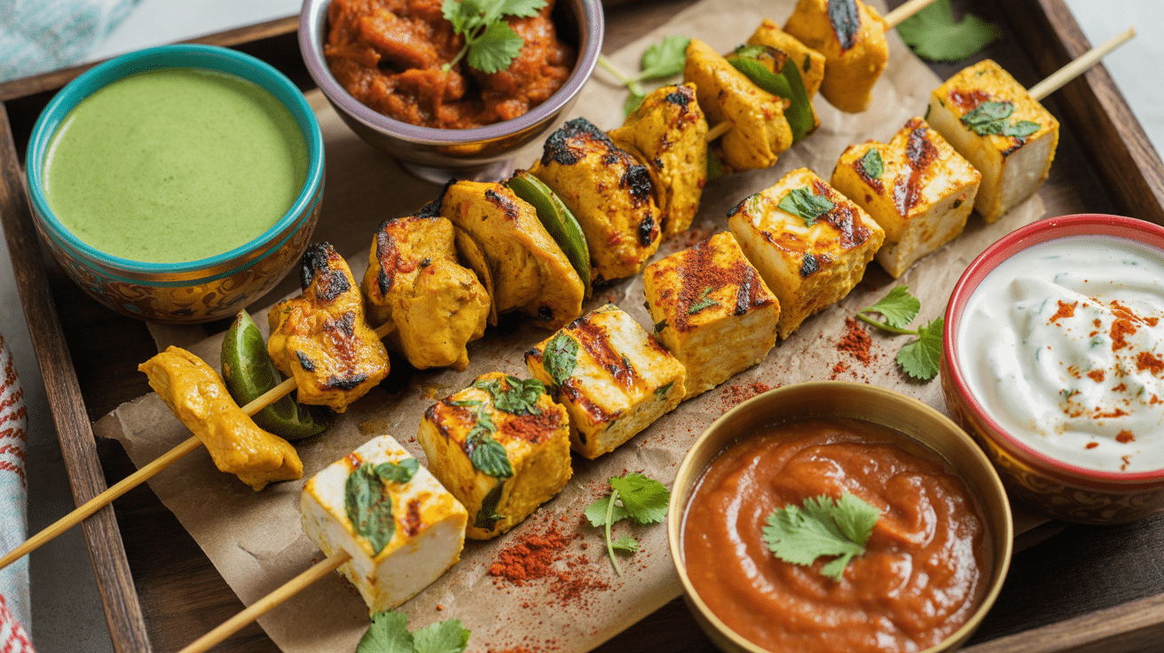 chicken or paneer skewers
