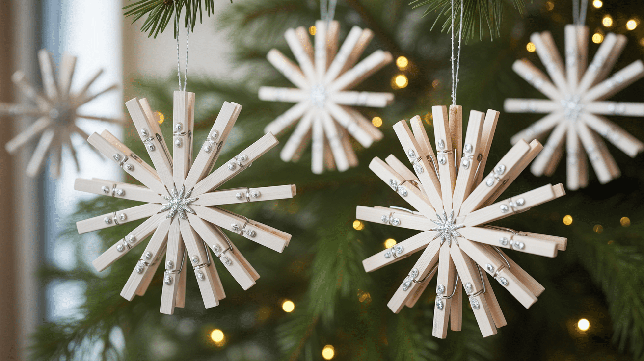 clothespin snowflakes