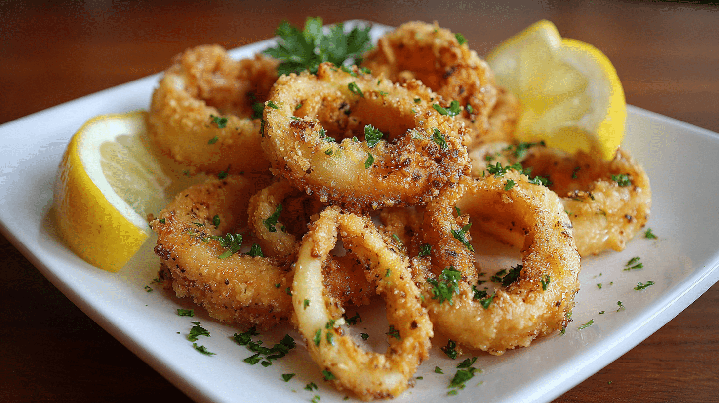 fried calamari with lemon