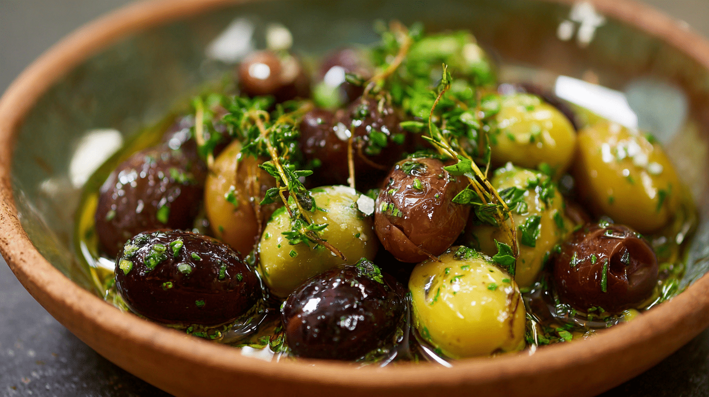 marinated olives with herbs
