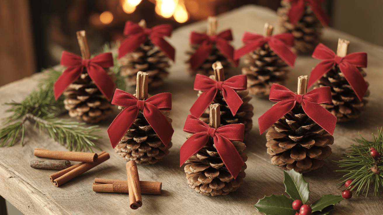 pinecone fire starters with bows