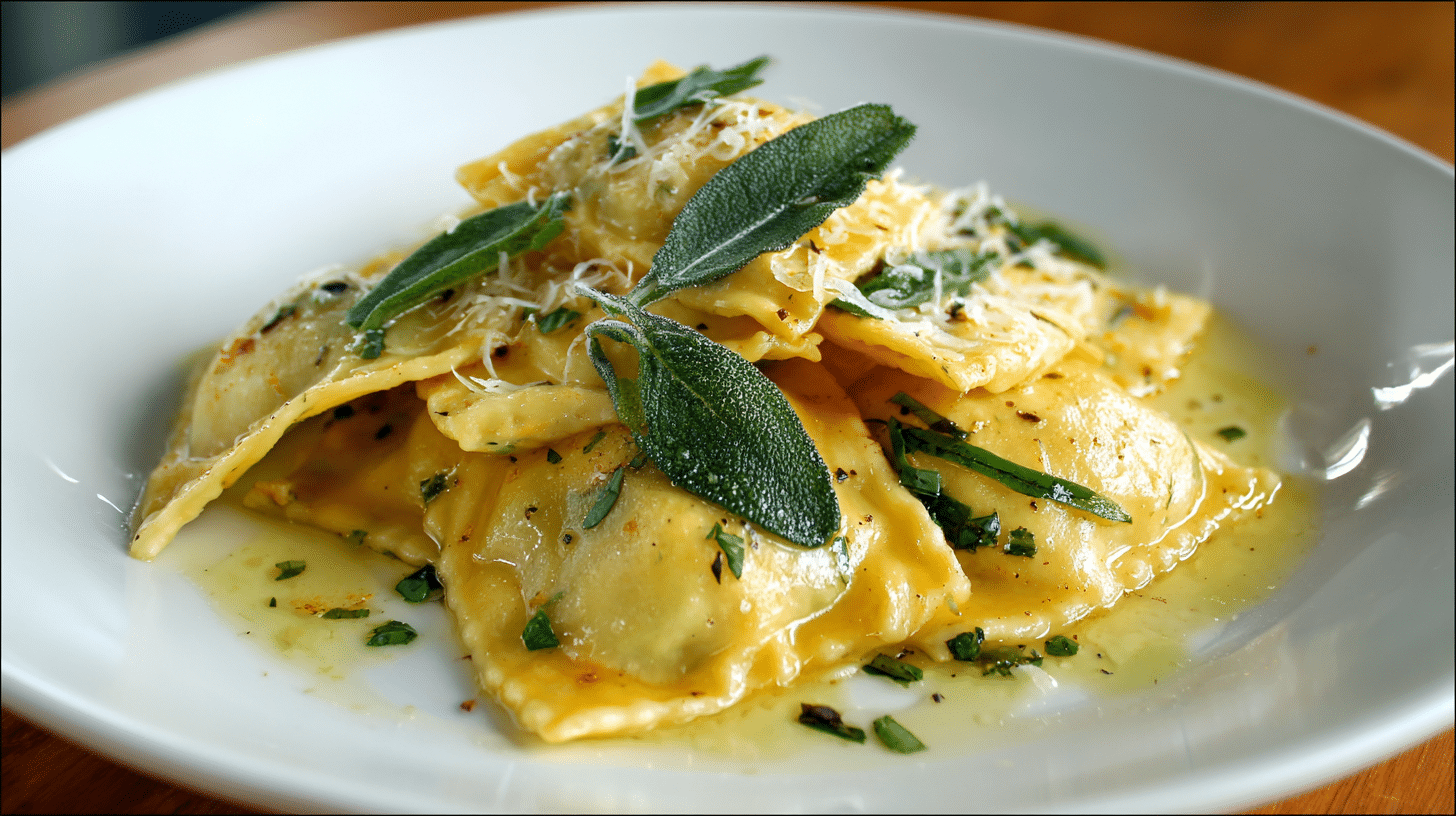 ravioli with sage butter sauce