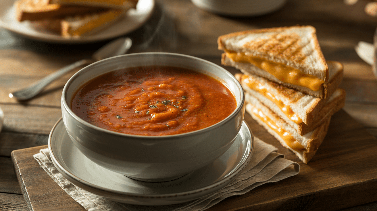 roasted tomato soup with grilled cheese bites