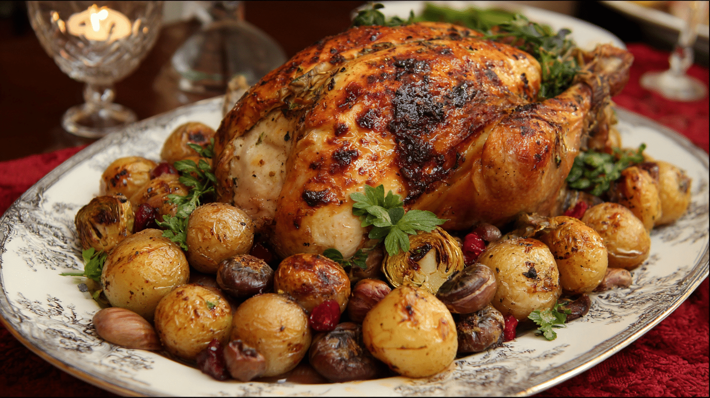 roasted turkey stuffed with chestnuts