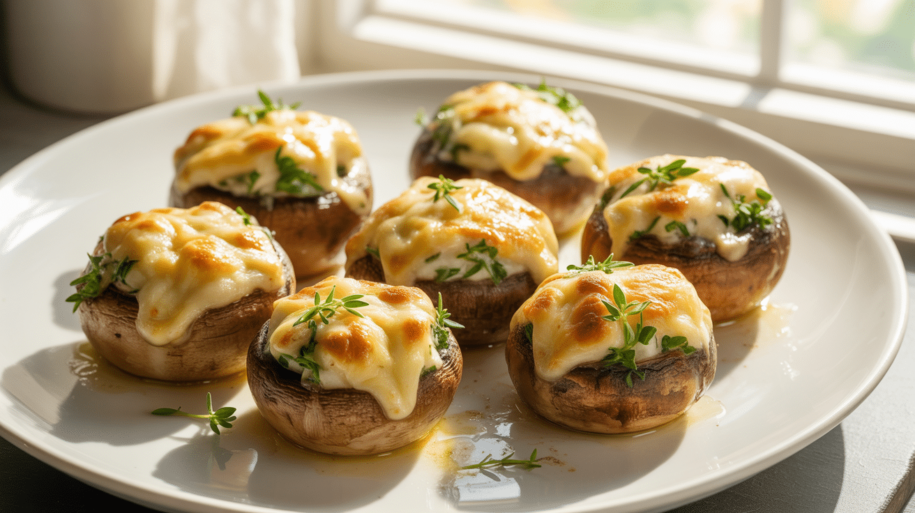 stuffed mushrooms with herbs and cheese