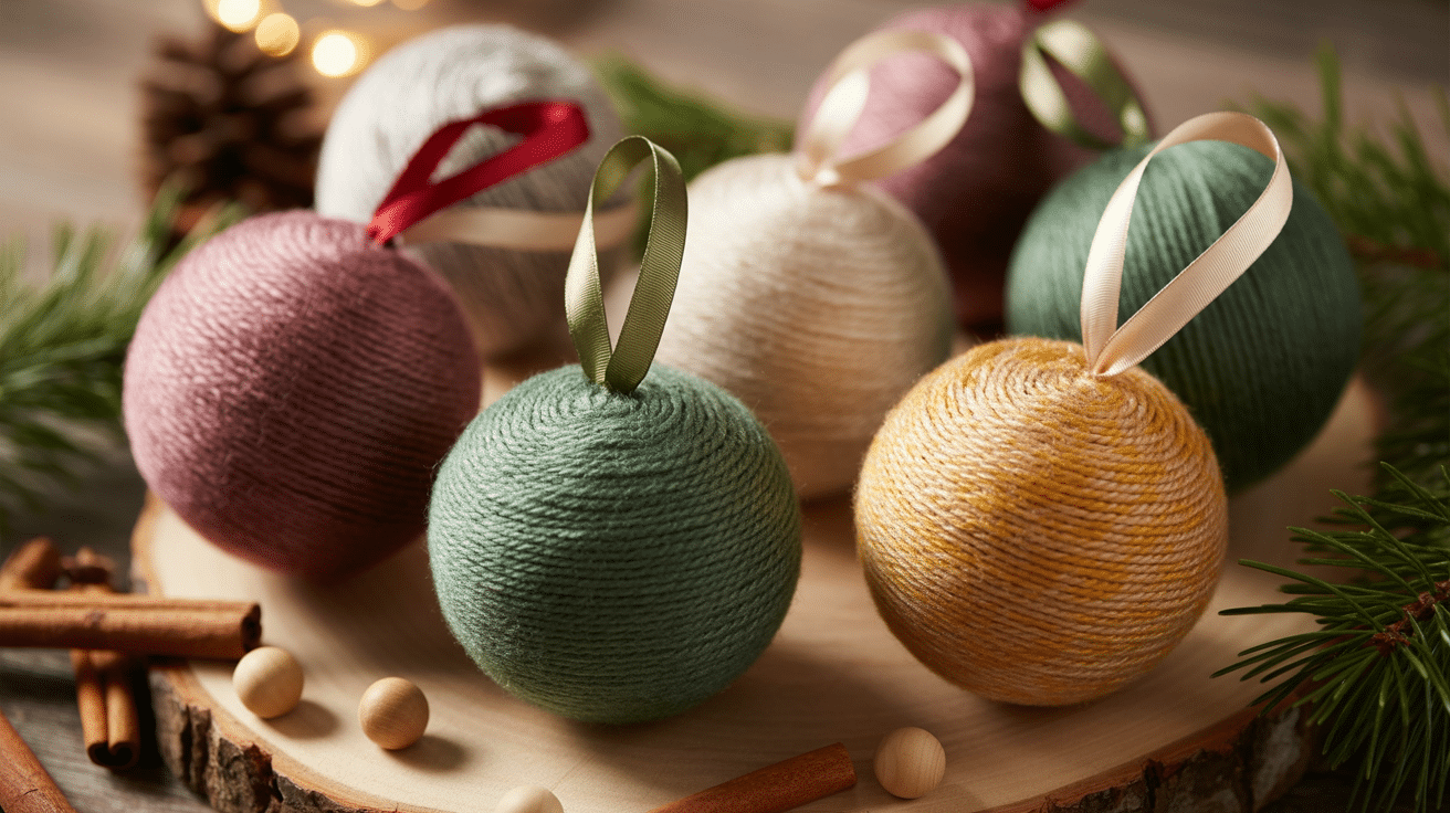 yarn wrapped ornaments