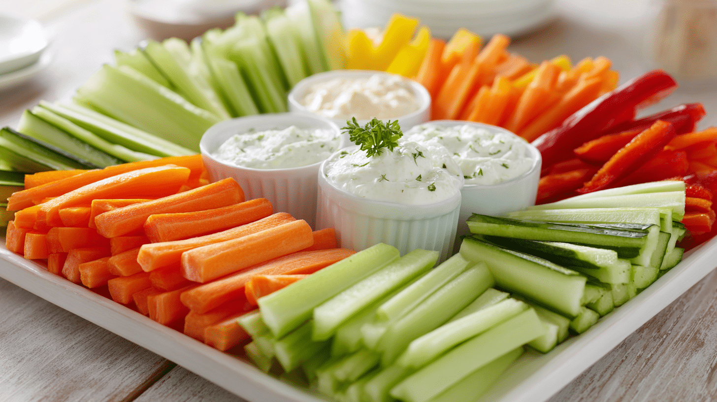 14 veggie sticks with dip