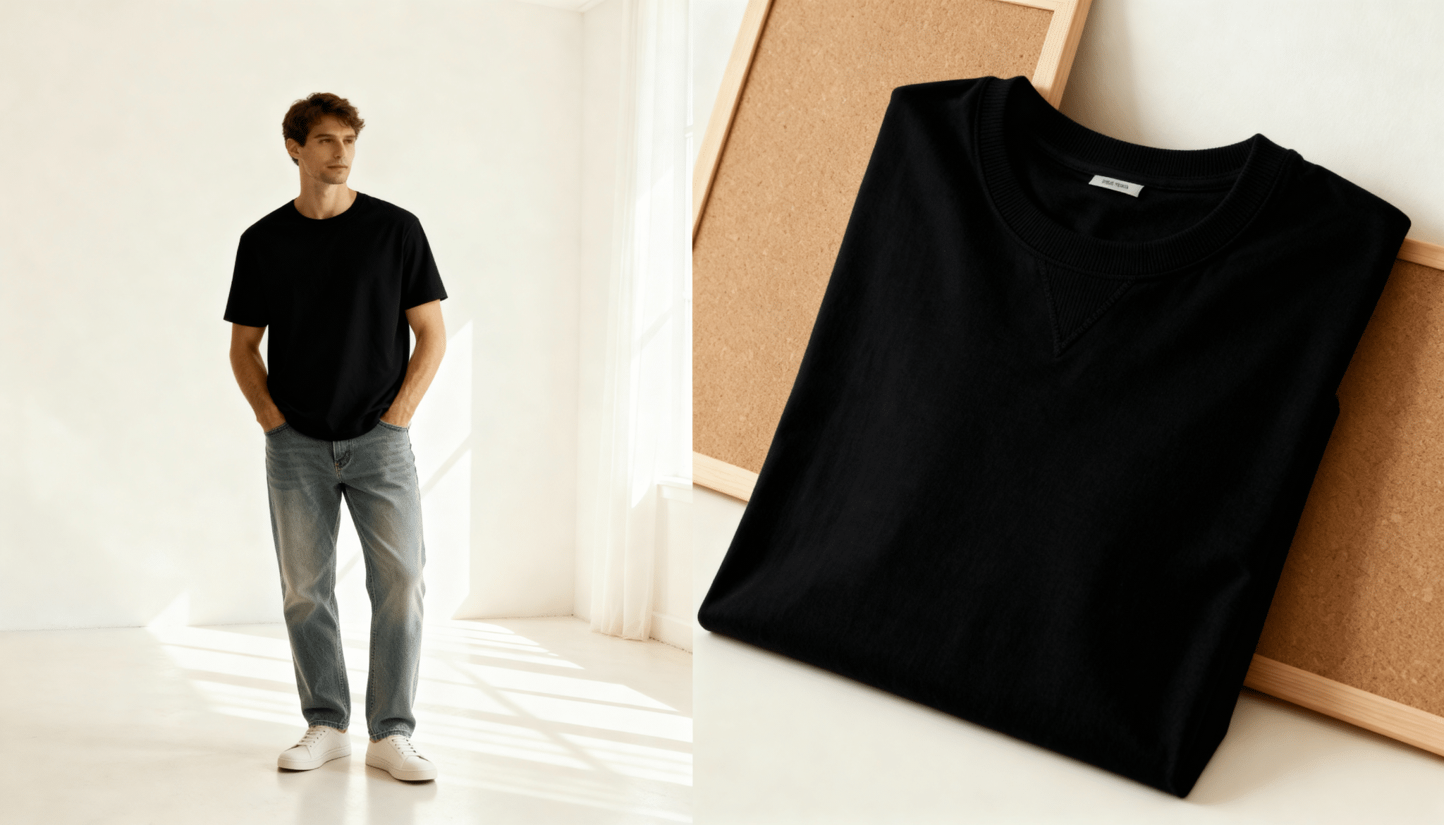 black crew neck t shirt