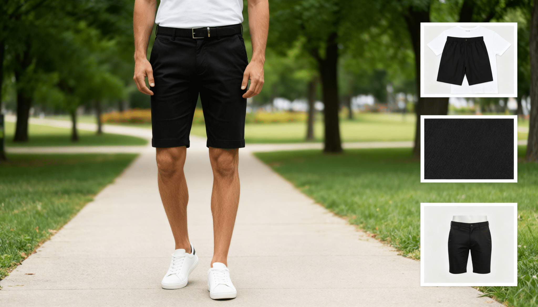 black or navy shorts