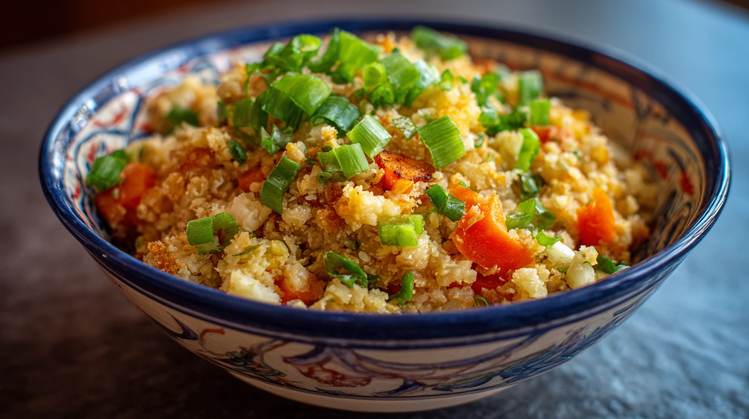 A bowl filled with vegetables and rice, showcasing a healthy and appetizing meal